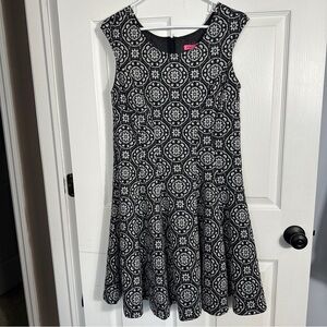 Betsey Johnson size 12 fit and flare damask dress, medallion, sleeveless